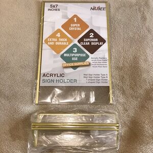 Niubee 5 x 7 Acrylic Sign Holders, 12-pack‎ with bases; NEW IN PACKAGING AND BOX
